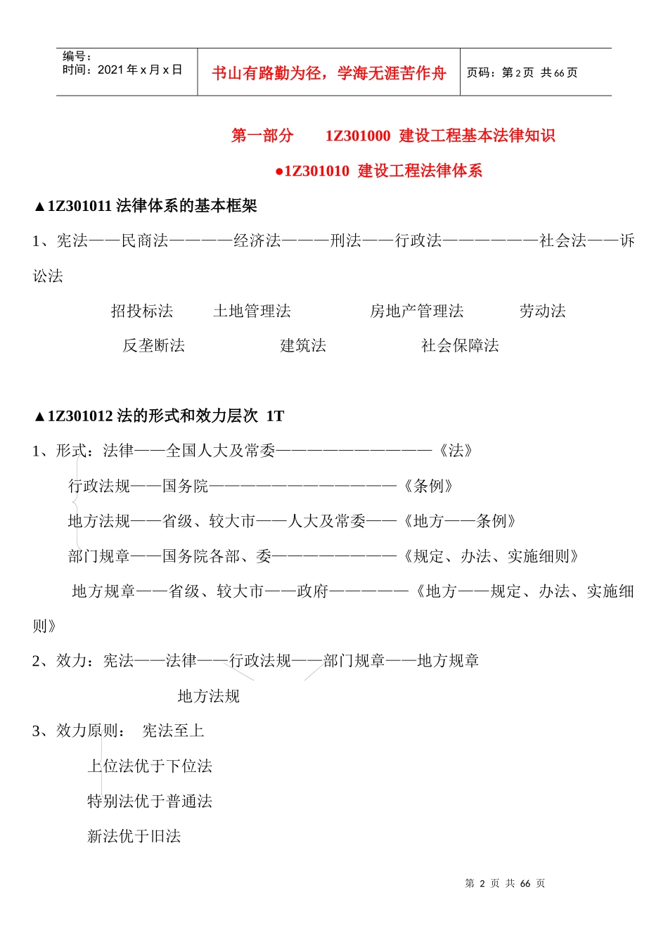 XXXX一级建造师法律法规重点_第2页