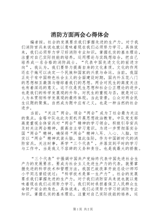 消防方面两会心得体会