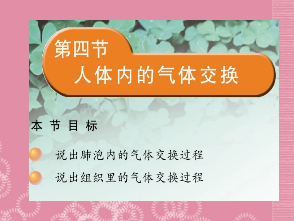 云南省祥云县禾甸中学七年级生物下册《10-4 人体内的气体交换》课件 苏教版_第1页