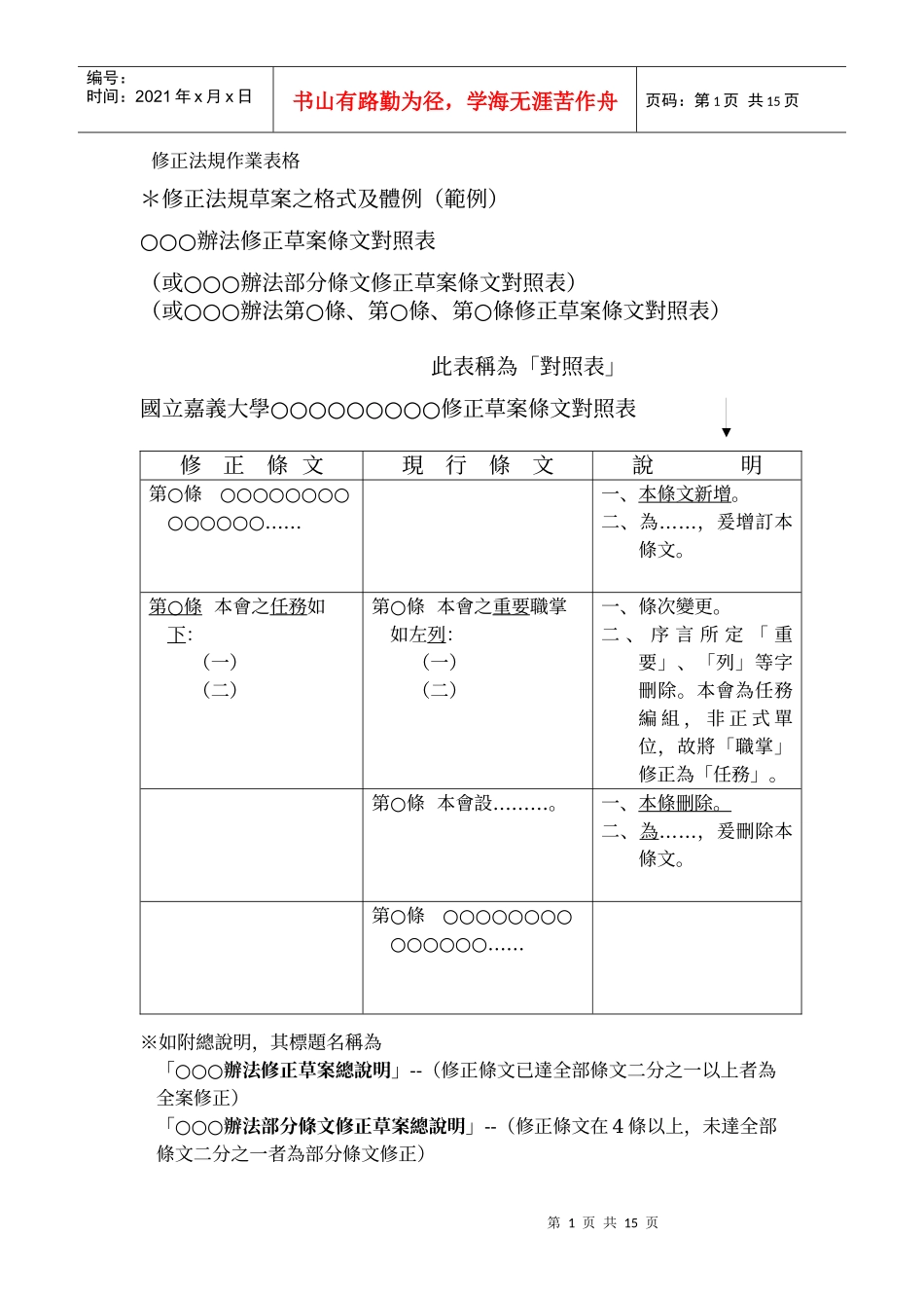 修正法规草案之格式及体例(范例)_第1页
