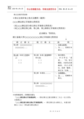 修正法规草案之格式及体例(范例)