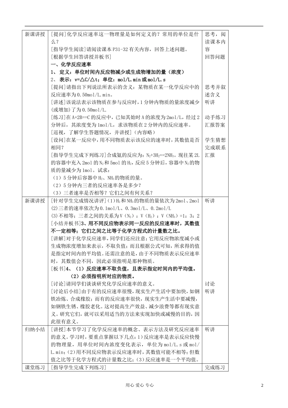 高中化学《化学反应速率》教案3 新人教版选修4_第2页