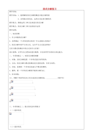 上海市罗泾中学七年级数学上册 因式分解复习教案 沪教版五四制