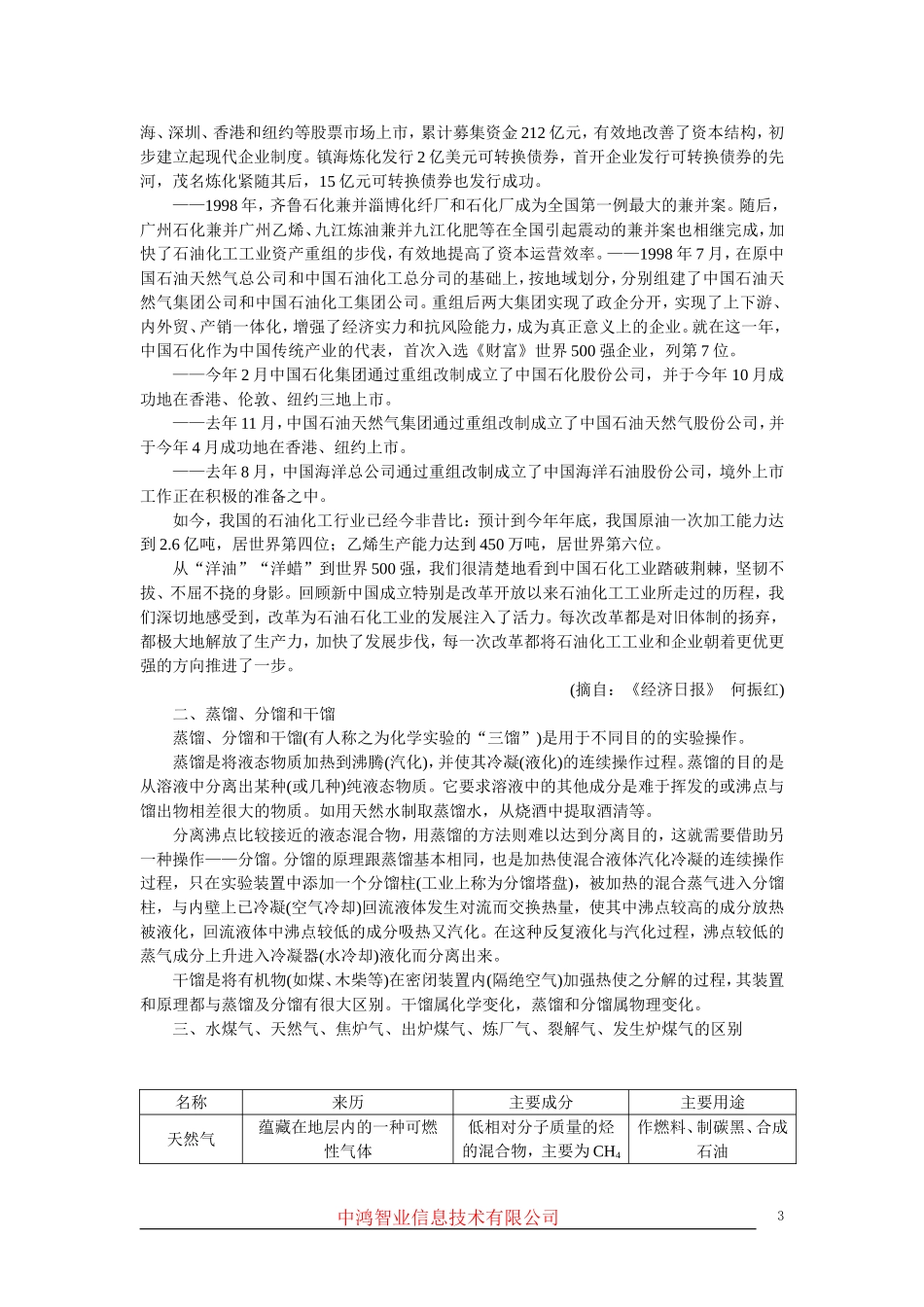 高中化学 （大纲版）第二册 第五章  烃 第六节石油的分馏(备课资料)_第3页