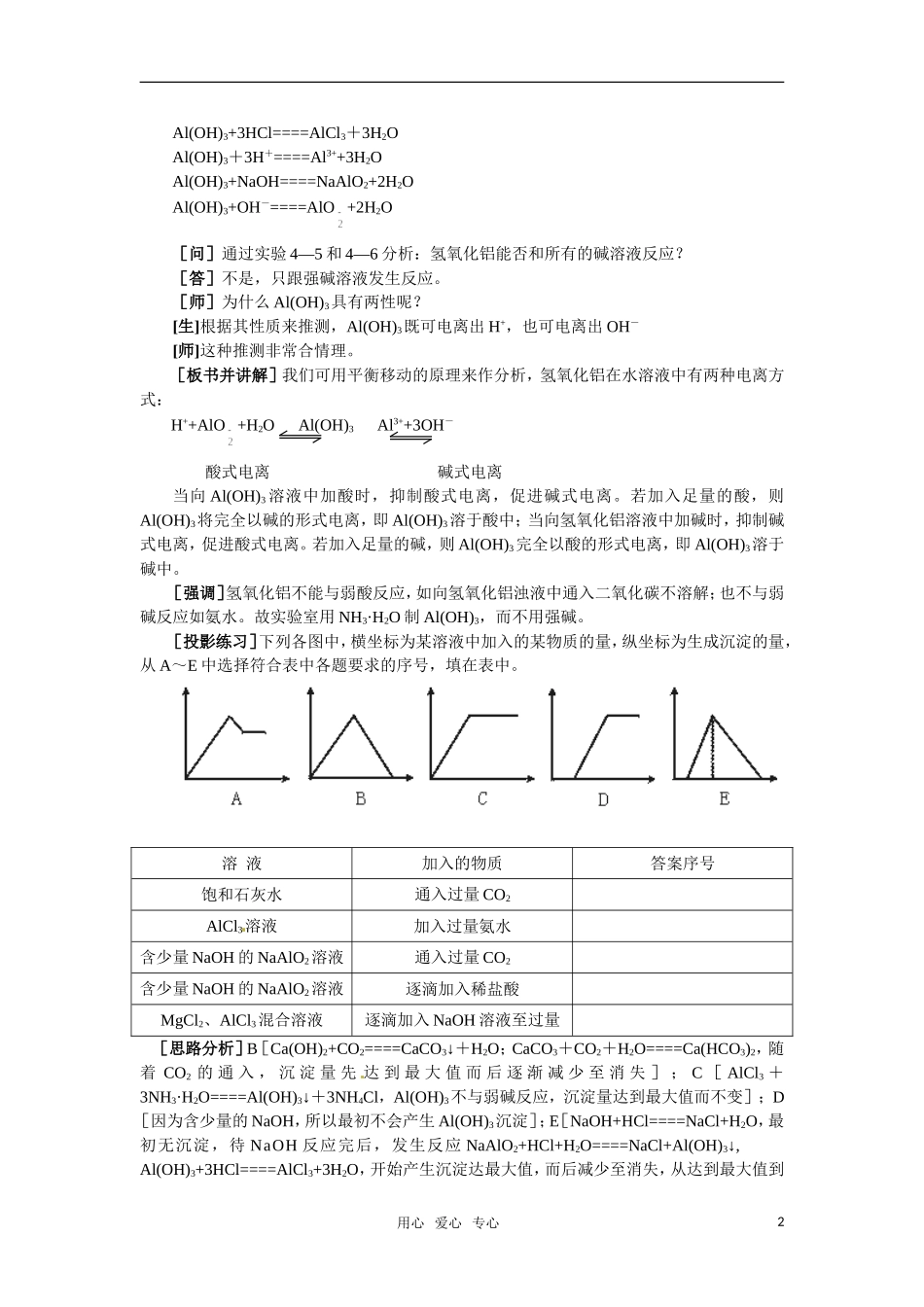 高中化学 4.1《镁和铝》第二课时教案 大纲人教版_第2页