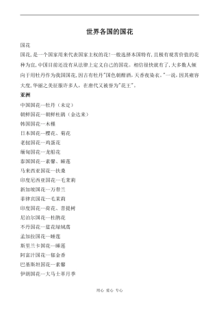 高中英语Unit3 The meaning of colour 教学资源  世界各国的国花牛津版选修9