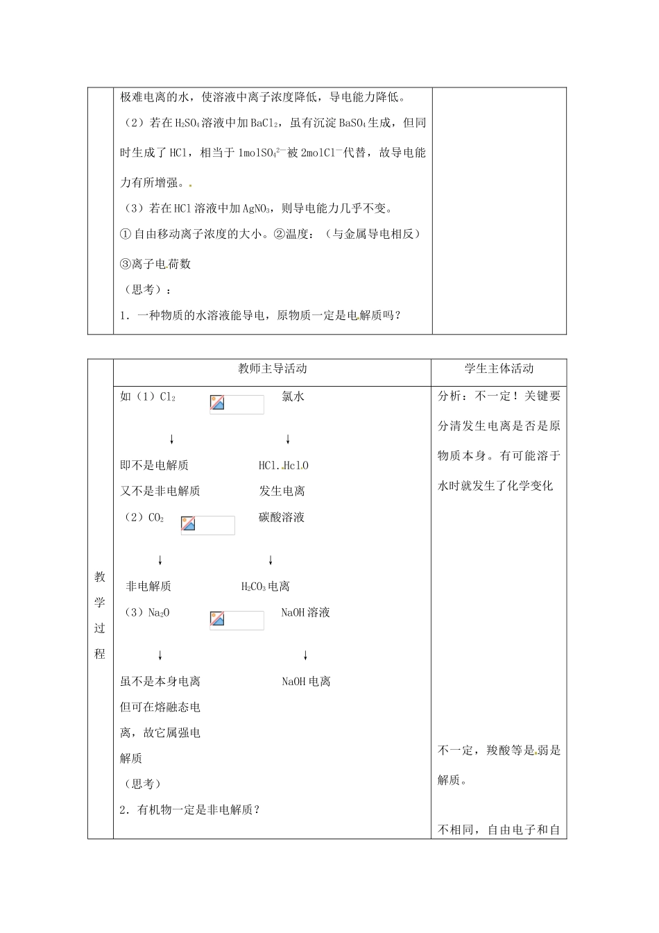 高中化学 专题3 溶液中的离子反应 3.1 弱电解质的电离平衡（第3课时）强电解质和弱电解质教案 苏教版选修4-苏教版高二选修4化学教案_第3页