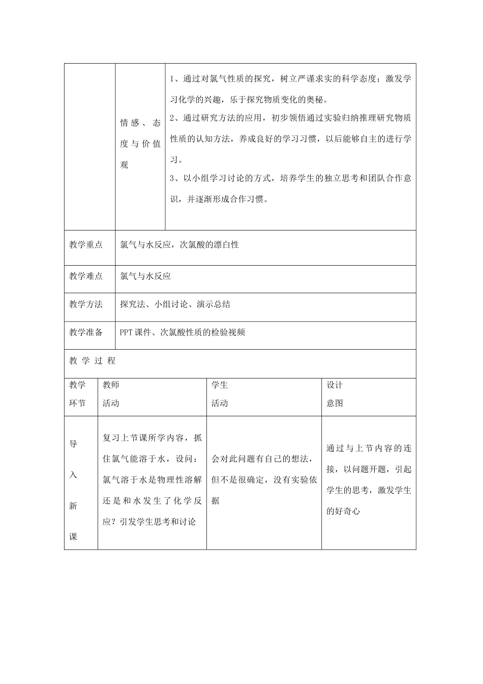 高中化学 1.2 研究物质性质的方法和性质教学设计4 鲁科版必修1-鲁科版高一必修1化学教案_第3页