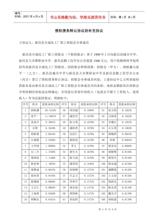 债权债务转让协议的补充协议