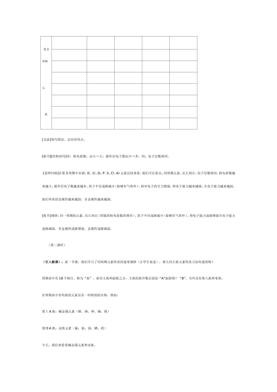 高中化学《元素周期表的应用》教案新人教版必修2_第3页
