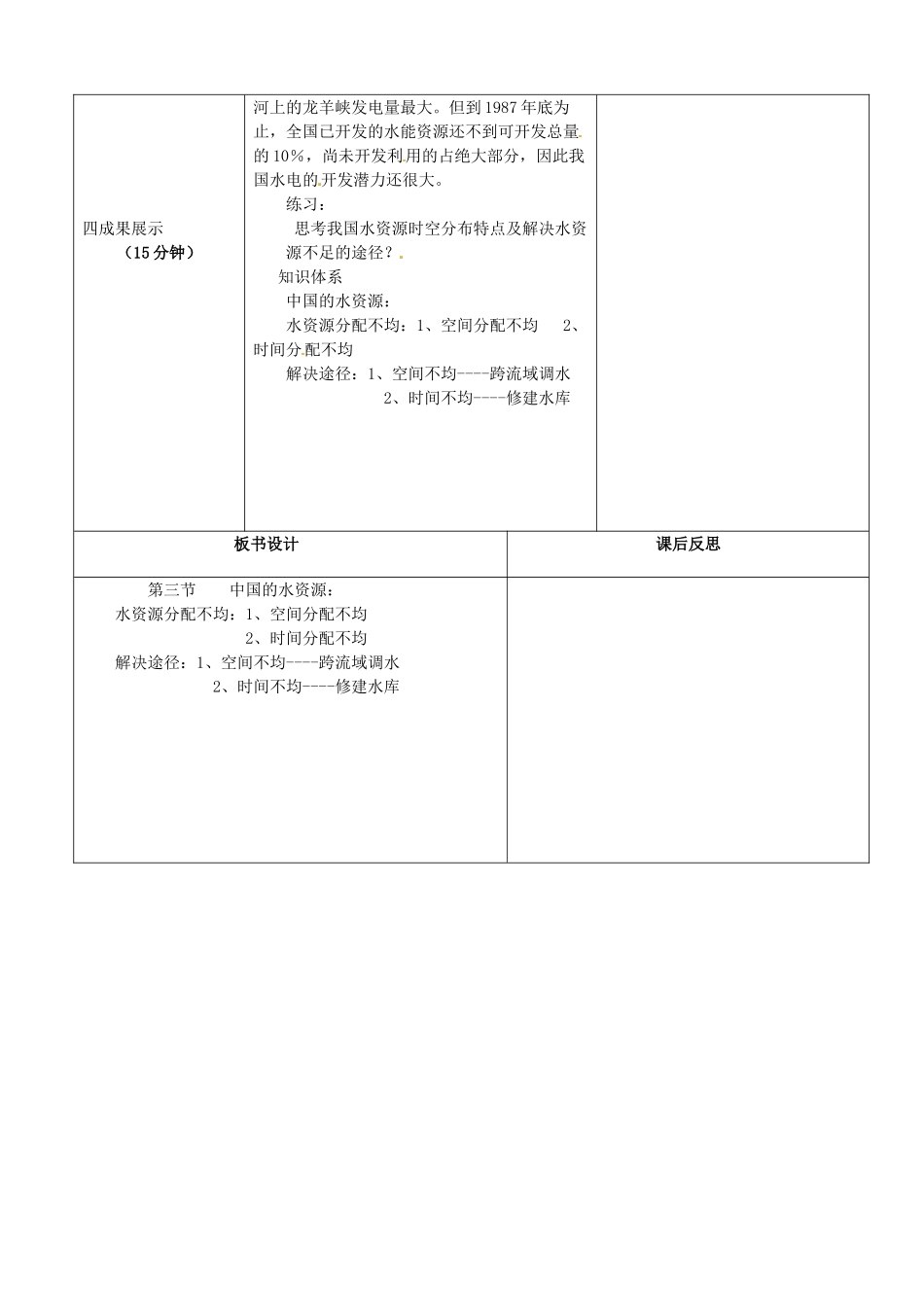 陕西省安康市紫阳县紫阳中学初中部八年级地理上册 第三章 第三节《中国的水资源》教案 （新版）湘教版_第3页