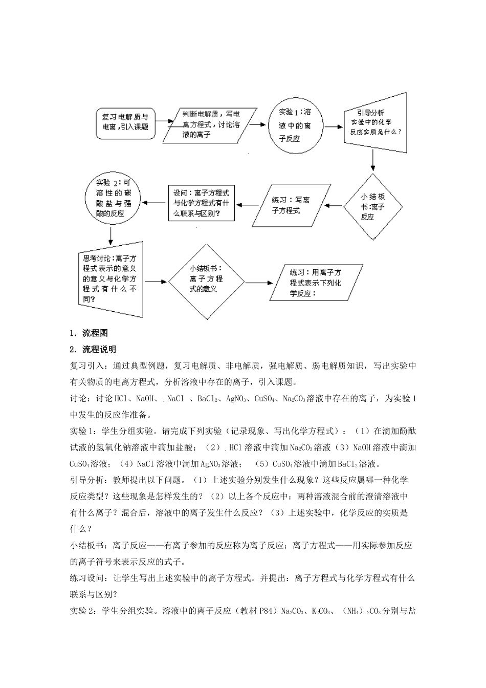 高中化学 第二册 第七章 探究电解质溶液的性质 7.2 研究电解质在溶液中的化学反应教案2 沪科版-沪科版高一第二册化学教案_第2页