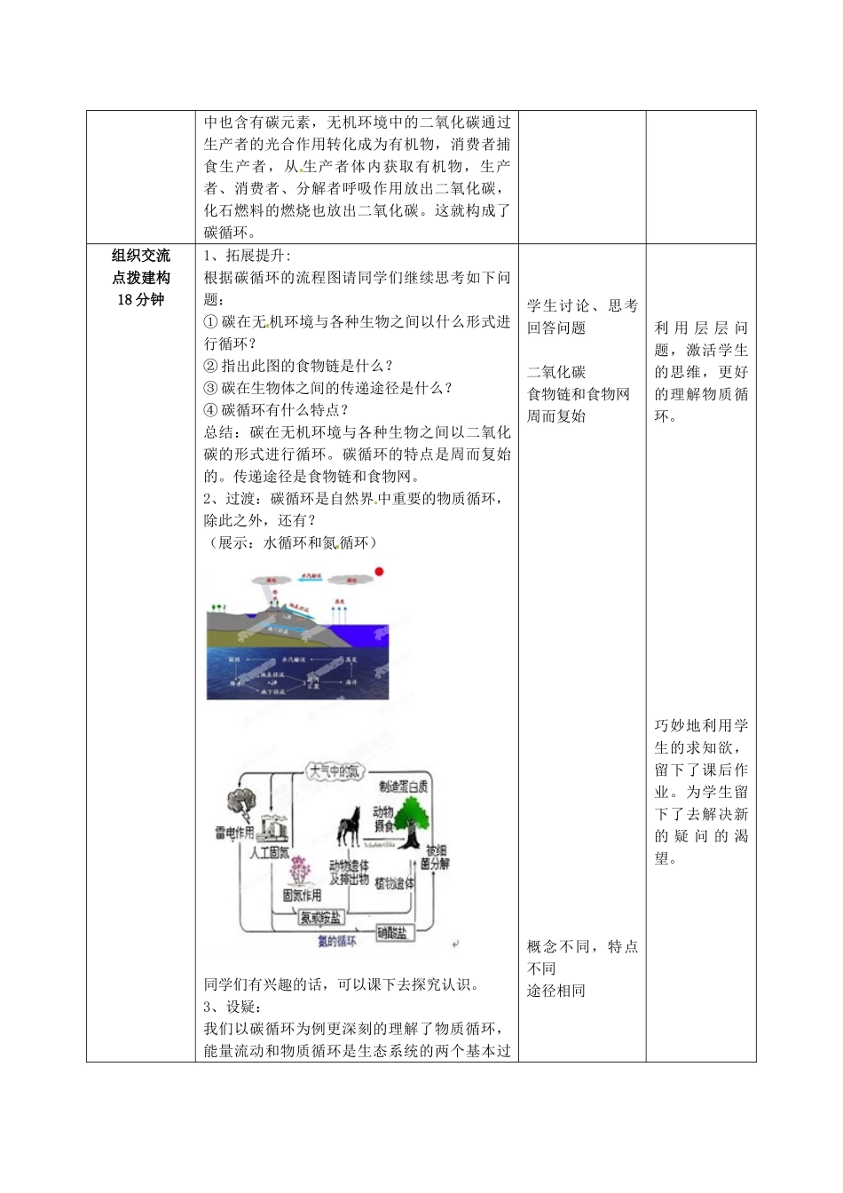山东省枣庄市峄城区吴林街道中学八年级生物下册 第六单元 第二章《生态系统》第3节《能量流动和物质循环》教案 济南版_第3页