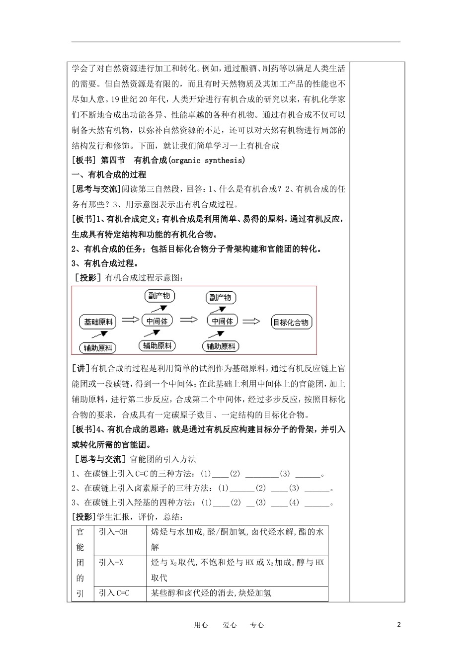 高中化学 3.4《有机合成》教案 新人教版选修5_第2页