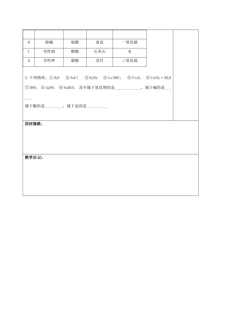 高中化学 2.1物质的分类教学设计 新人教版必修1-新人教版高一必修1化学教案_第3页
