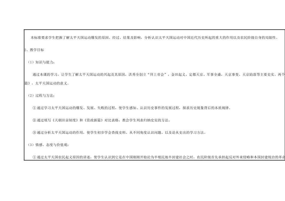 高中历史 第13课 太平天国运动教案24 岳麓版必修1-岳麓版高一必修1历史教案_第2页