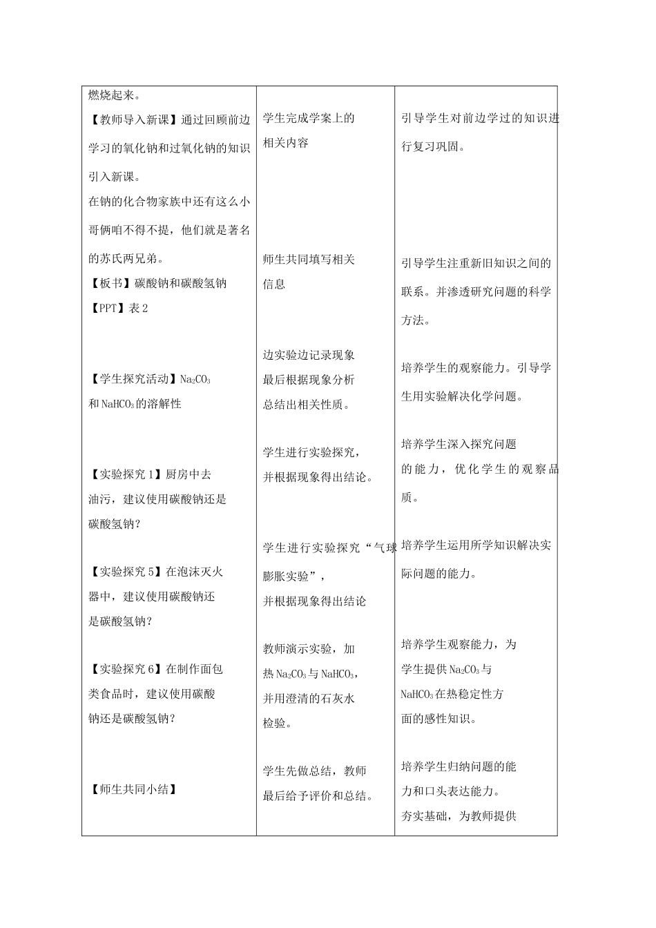 高中化学 第3章 自然界中的元素 第1节 钠的重要化合物（第2课时）教学设计 鲁科版必修1-鲁科版高一必修1化学教案_第2页