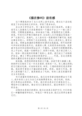 《猫在惨叫》读有感