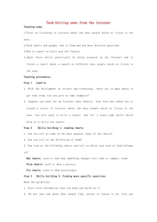 高中英语 Unit3 The world online Task Getting news from the Internet教案 牛津译林版选修7-牛津版高二选修7英语教案