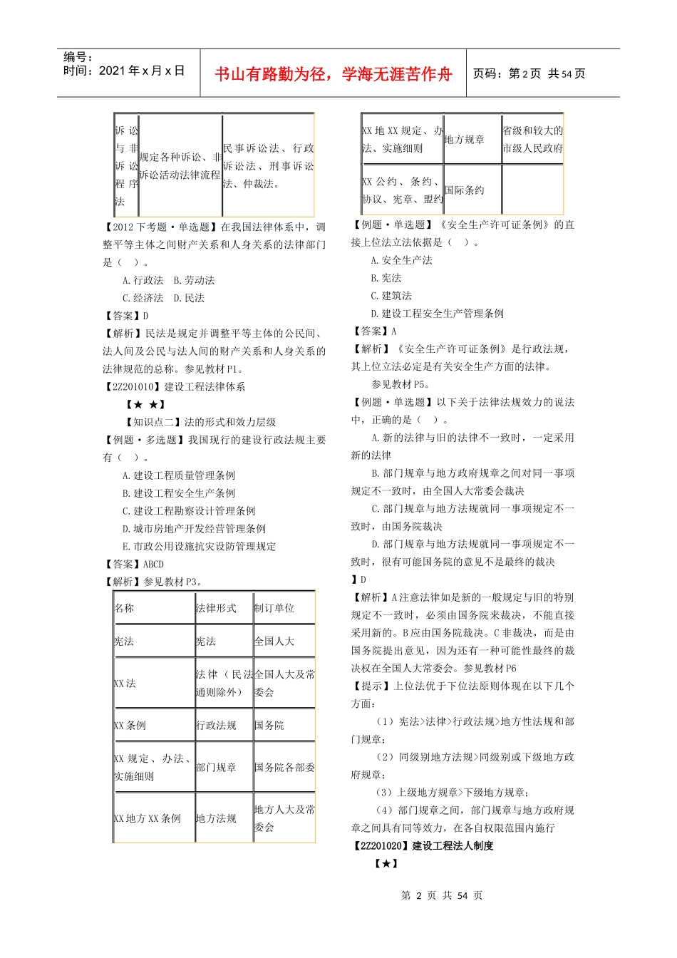 X年二级建造师建设工程法律知识_第2页
