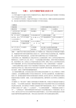 高中历史 专题二 近代中国维护国家主权的斗争第1节《列强入侵与民族危机》参考教案1 人民版必修1