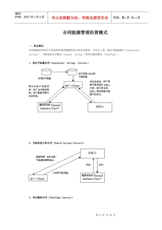 合同能源管理经营模式
