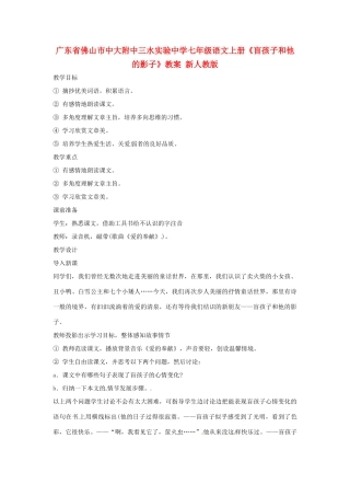 广东省佛山市中大附中三水实验中学七年级语文上册《盲孩子和他的影子》教案 新人教版