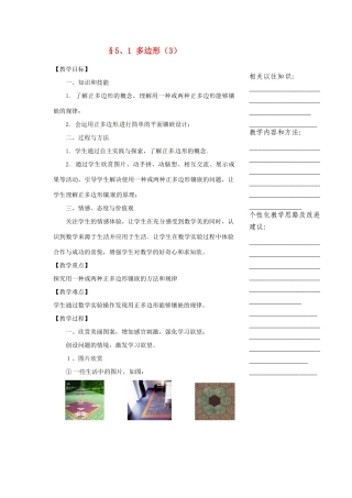 浙江省温州市瓯海区实验中学八年级数学下册 5.1《多边形》教案（3）