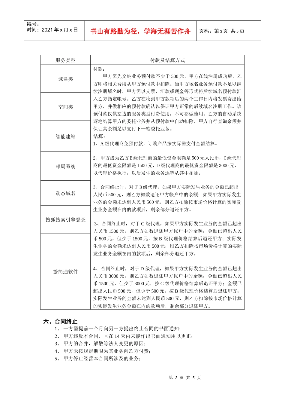 时创网络代理合同_第3页