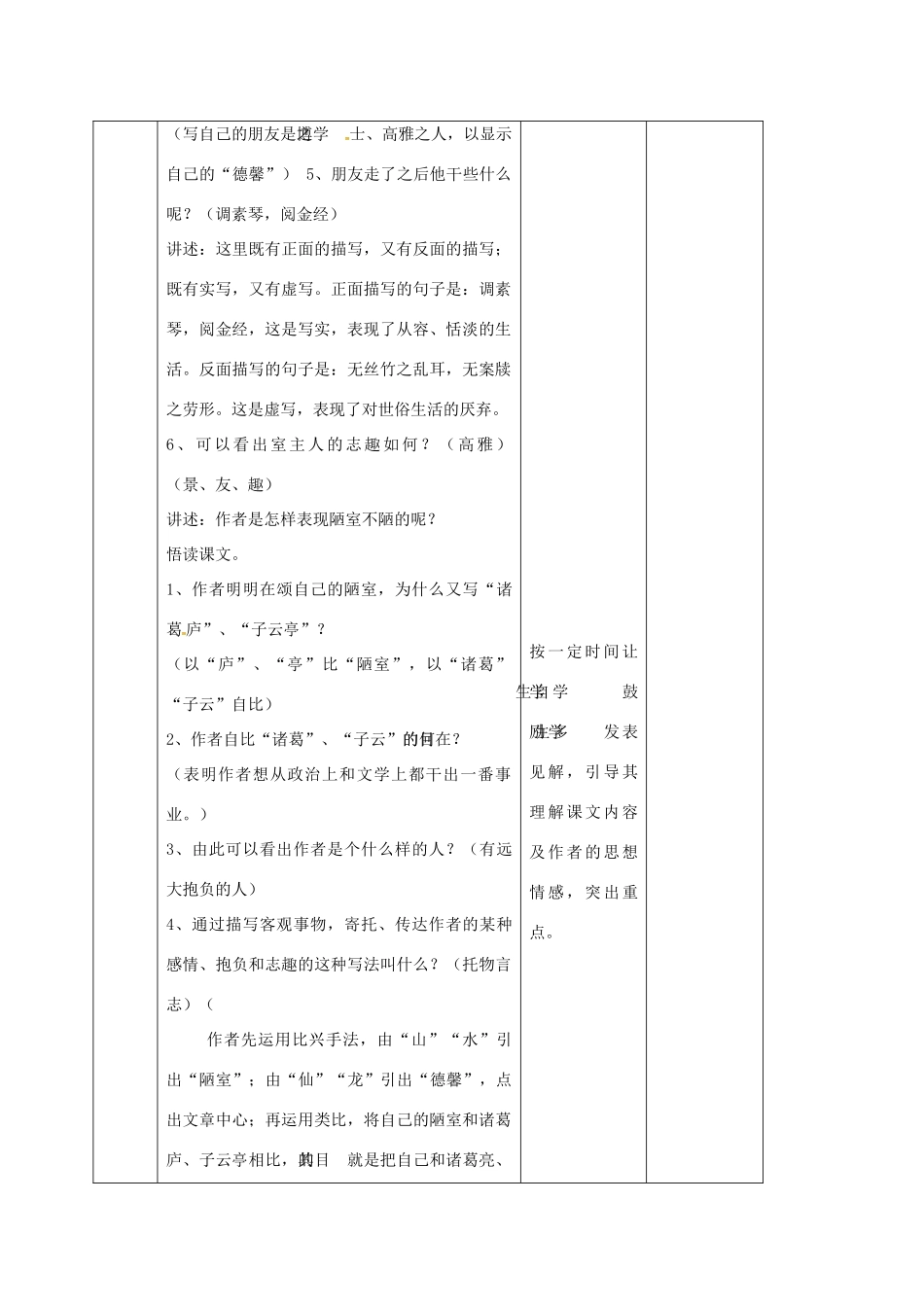 （秋季版）吉林省长春市七年级语文上册 20 陋室铭复习教案 长春版-长春版初中七年级上册语文教案_第2页
