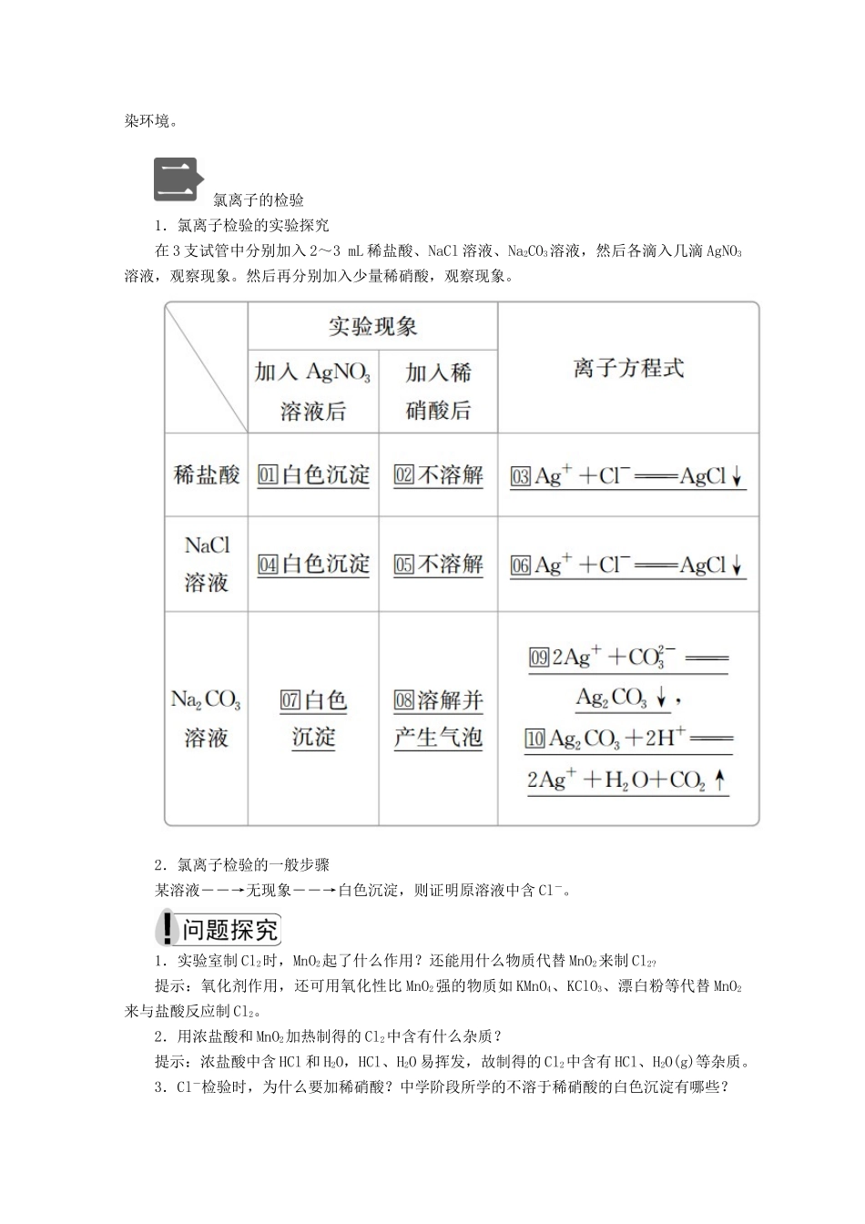 高中化学 第二章 第二节 第二课时 氯气的制法 氯离子的检验教案 新人教版必修第一册-新人教版高一第一册化学教案_第2页