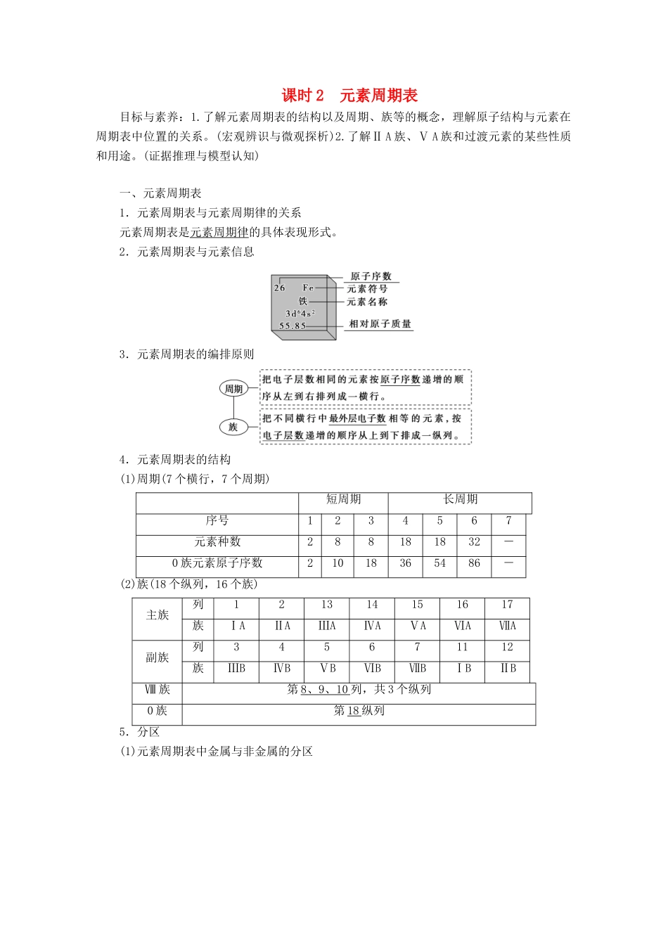 高中化学 第1章 第2节 课时2 元素周期表教案 鲁科版必修2-鲁科版高一必修2化学教案_第1页