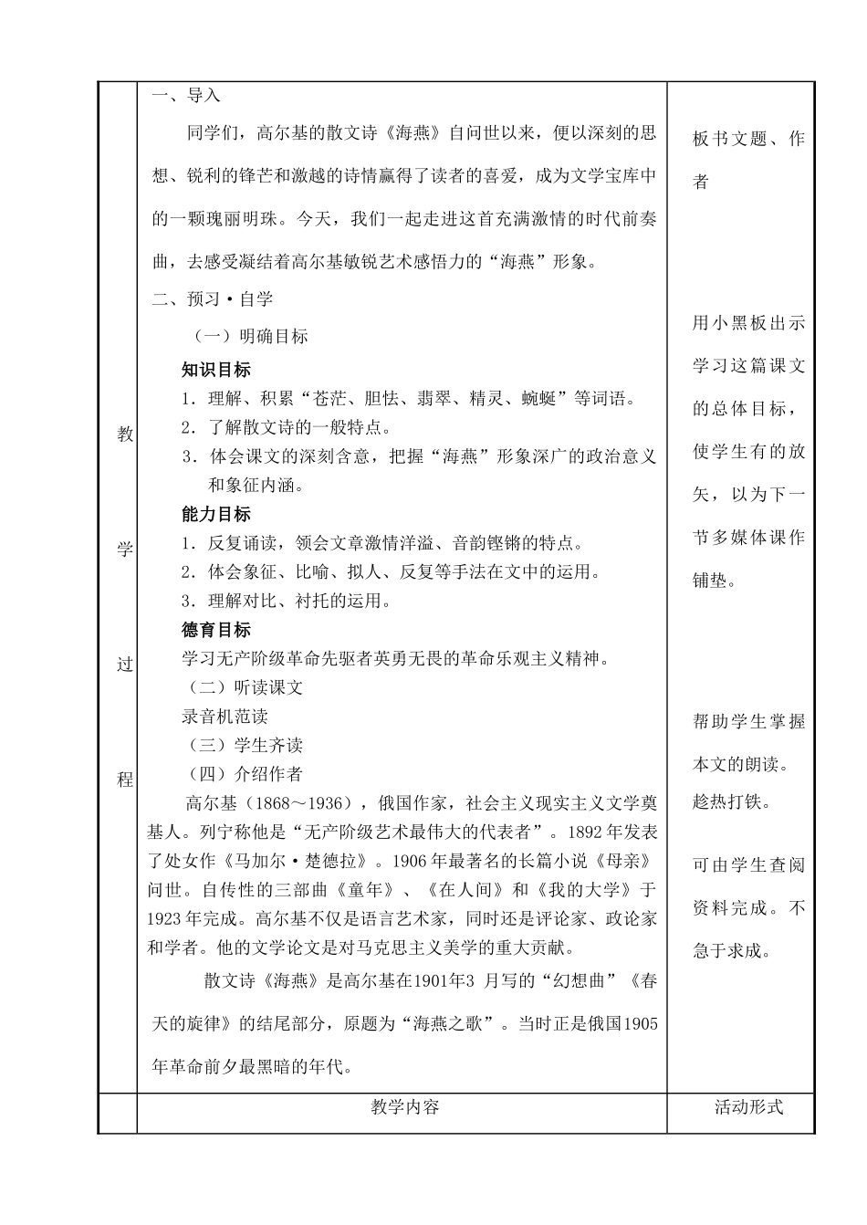 八年级语文下册 海燕教案36 人教新课标版_第2页