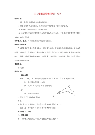 山东省枣庄市峄城区吴林街道中学九年级数学上册 1.1 你能证明他们吗？教案（3） 北师大版