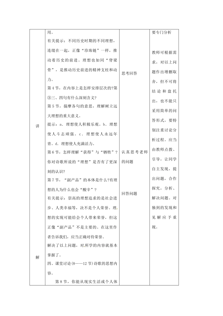 安徽省芜湖市第三十三中学七年级语文《理想》教案 人教新课标版_第3页