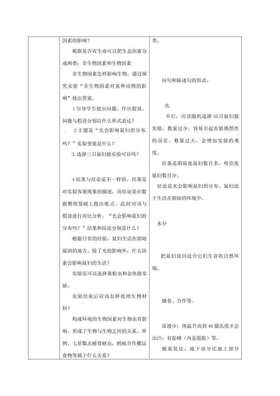 云南省师范大学五华区实验中学七年级生物上册 1.2.1 生物与环境的关系教学设计 （新版）新人教版_第2页