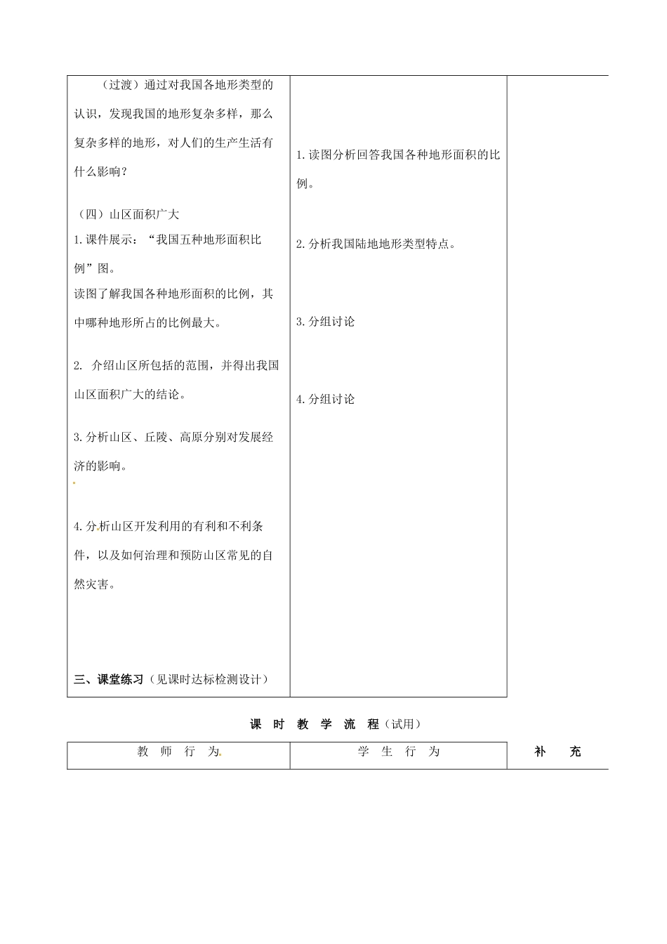 山西省阳曲县八年级地理上册 2.1 千姿百态的地表形态教案 晋教版-人教版初中八年级上册地理教案_第3页