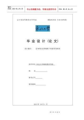 WTO法律规则下的新贸易壁垒