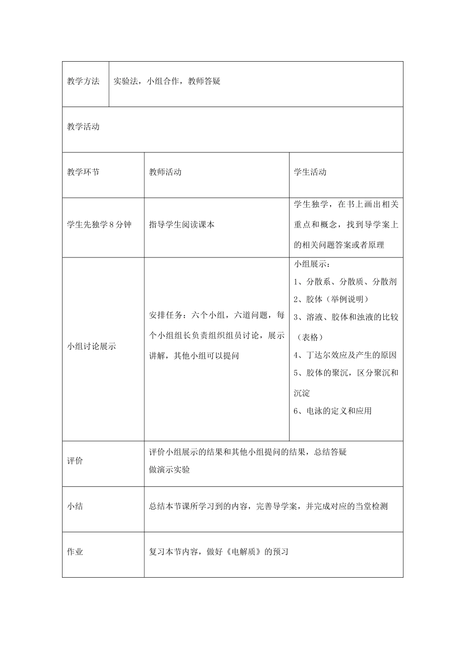 高中化学 2.3 一种重要的混合物 胶体教学设计 鲁科版必修1-鲁科版高一必修1化学教案_第2页