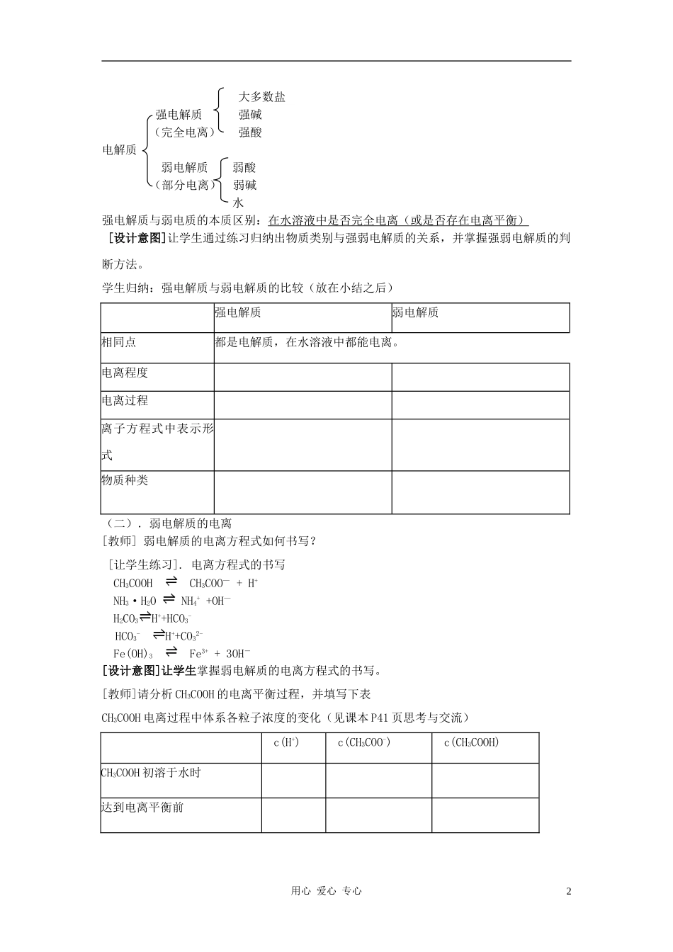 高中化学 第三章 水溶液中的离子平衡 第一节 弱电解质的电离教案（2） 新人教版选修4_第2页