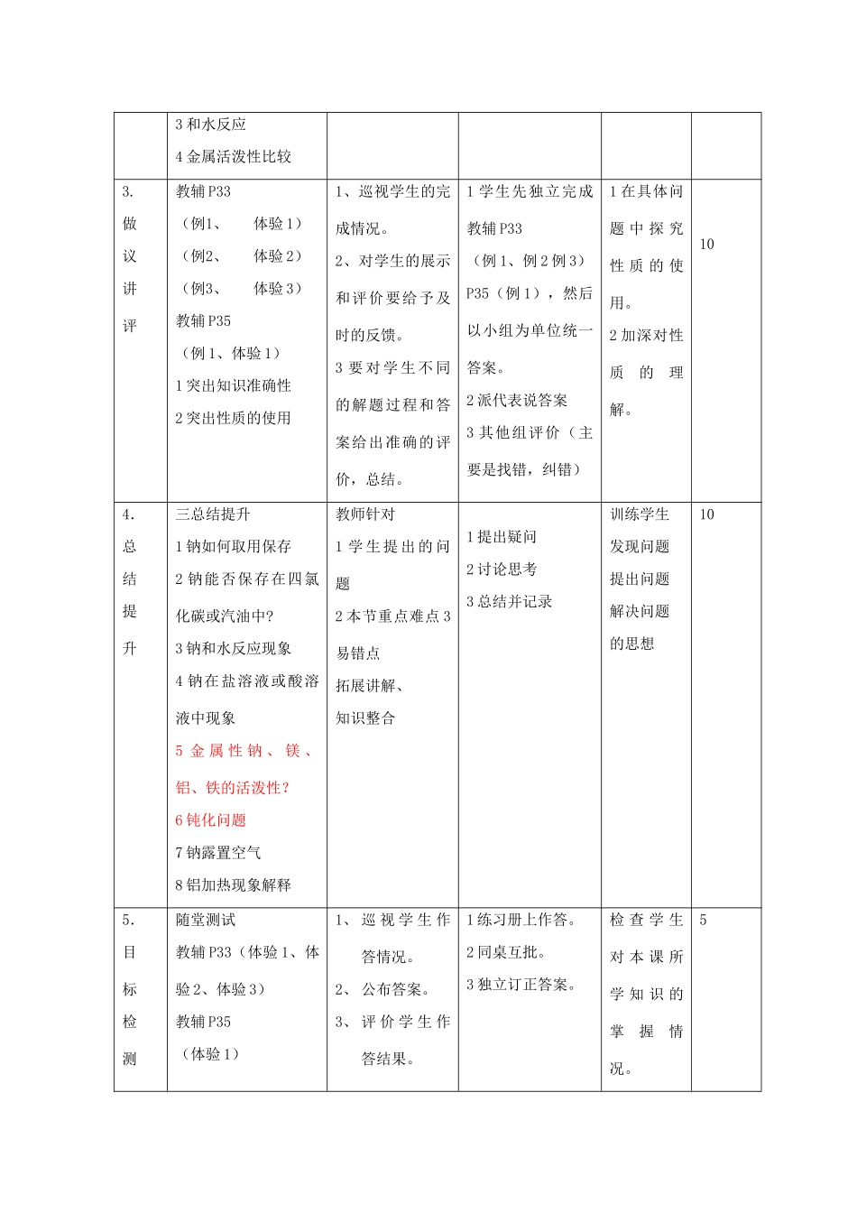 高中化学 第三章 金属及其化合物 3.1.1 金属和非金属、酸、水反应教案 新人教版必修1-新人教版高一必修1化学教案_第2页