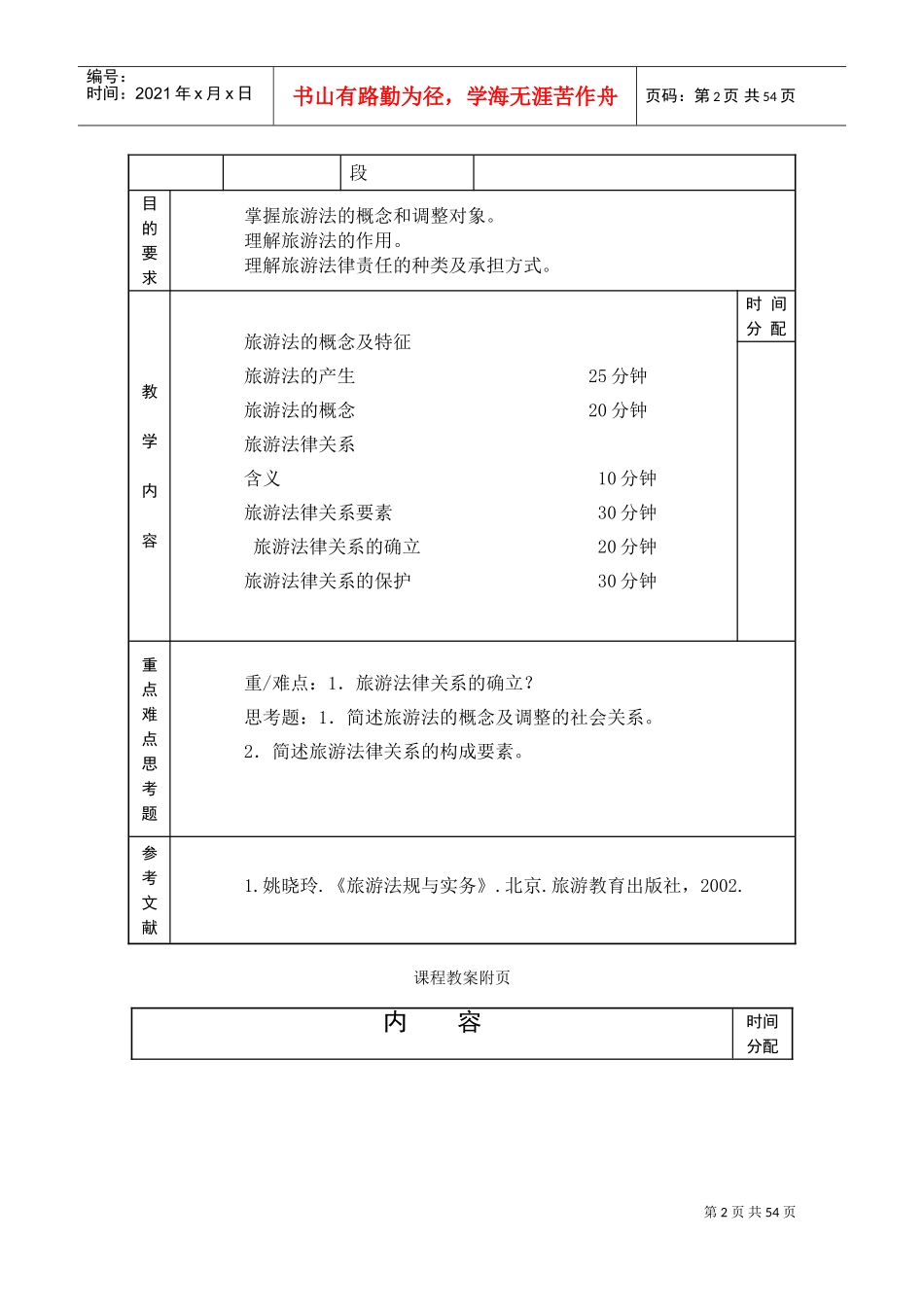 《旅游法规教程》-专科课程教案-张利霞(DOC55页)_第2页