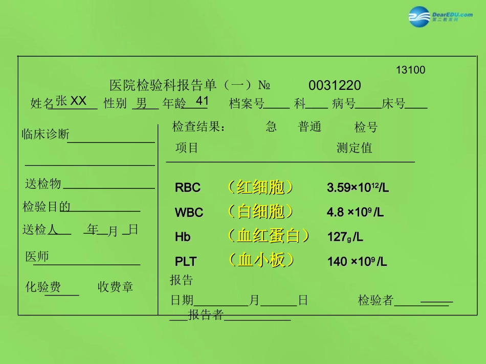 山东省淄博市临淄区第八中学七年级生物下册 4.1 流动的组织—血液课件1 新人教版_第2页