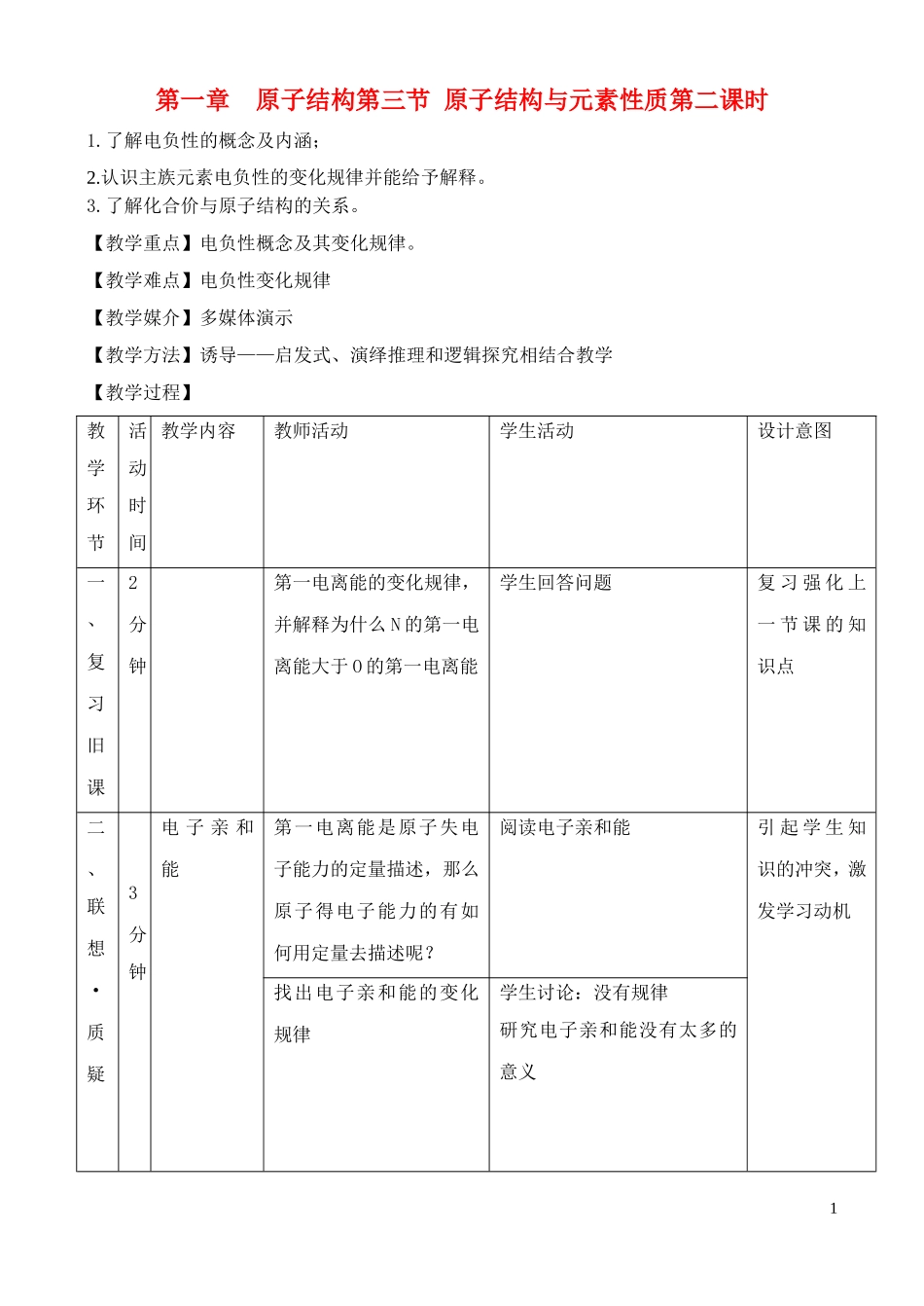高中化学 1.3.2原子结构与元素性质教案 鲁教版选修3_第1页