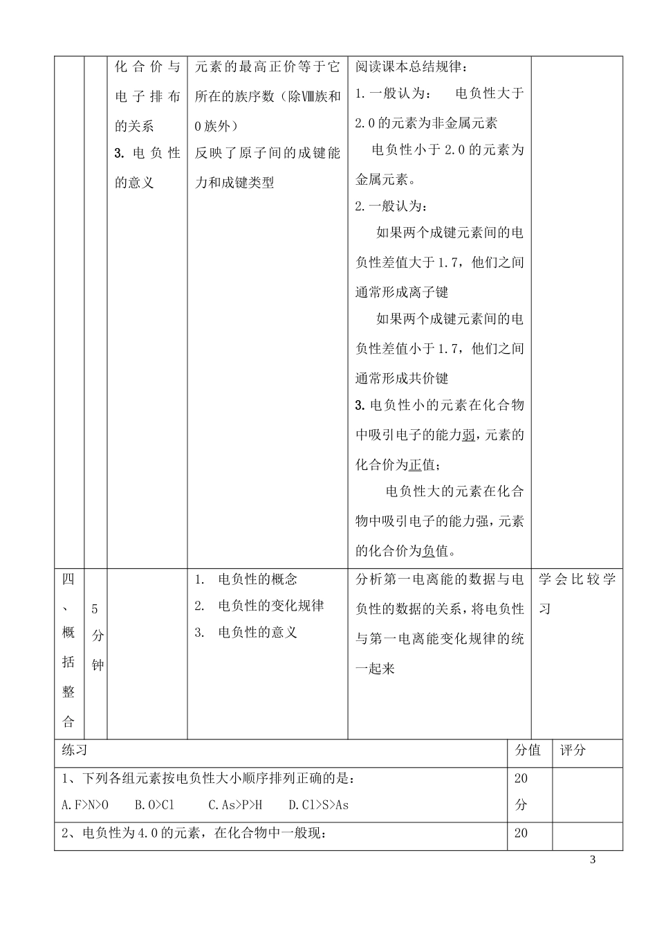 高中化学 1.3.2原子结构与元素性质教案 鲁教版选修3_第3页