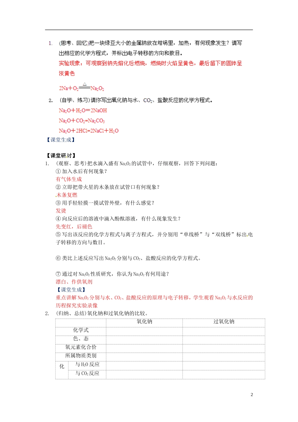 高中化学 3.2《几种重要的金属化合物》（第1课时）教案 新人教版必修1_第2页