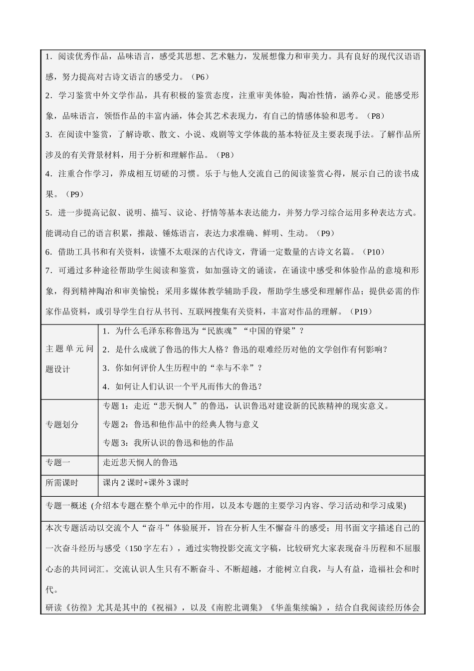 高中语文 第二单元《跨越时空的美丽 永恒不朽的民族魂》教学设计 鲁人版必修1_第3页