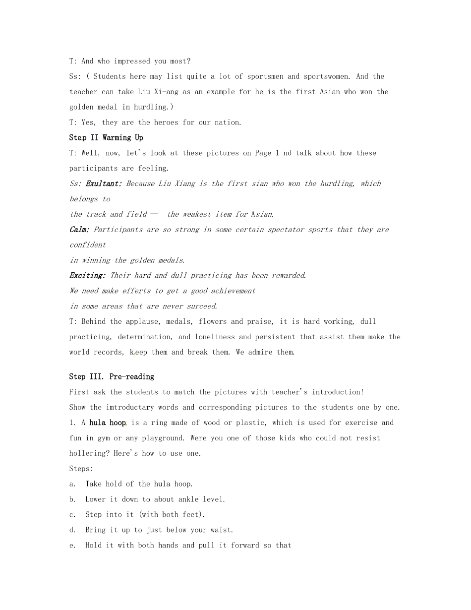 高中英语 Unit 1 Breaking records 单元教案 新人教版选修9_第2页