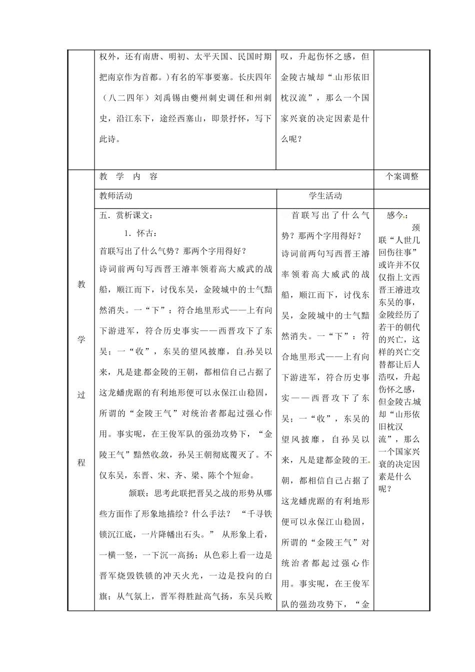 高中语文 专题五 西塞山怀古教案 苏教版选修《唐诗宋词选读》-苏教版高二《唐诗宋词选读》语文教案_第2页
