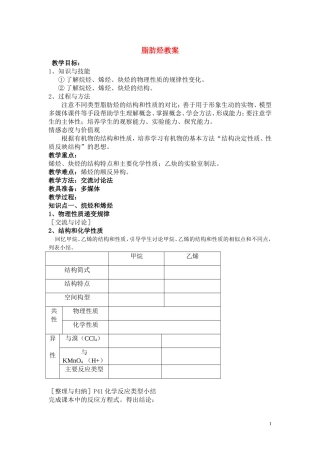 高中化学 3.1《脂肪烃》教案2 苏教版选修5